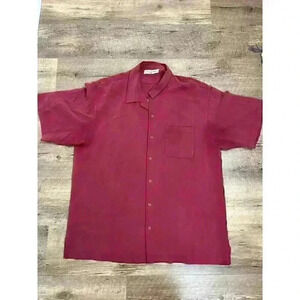 Tommy Bahama 100% Silk Treasure On the Rocks Red Button Up Shirt Men's XL